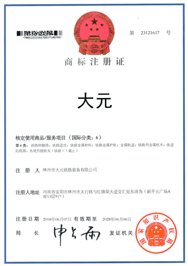 大元商标注册证